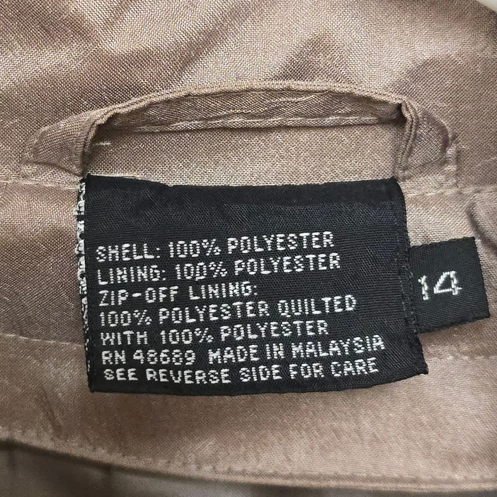 Vintage Taupe Beige Trench Coat 14 Tan Khaki Crinkle Full Length Raincoat Jacket - Picture 6 of 16